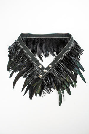 RISING SUN feather n' fringe waist belt black 'leather'